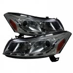 2009 Honda Accord Sedan Smoked Projector Headlights with LED DRL