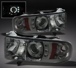 2001 Dodge Ram 2500 Sport Smoked Halo Projector Headlights with LED 2001 Dodge Ram 2500 Sport Smoked Halo Projector Headlights with LED