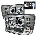 2009 GMC Sierra Clear Dual Halo Projector Headlights with LED