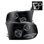 2011 Dodge Ram Black Smoked Halo Projector Headlights LED DRL