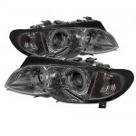 BMW E46 Sedan 3 Series 2002-2005 Smoked Halo Projector Headlights