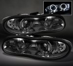 2001 Chevy Camaro Smoked CCFL Halo Projector Headlights with LED