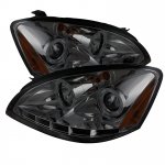 2003 Nissan Altima Smoked Dual Halo Projector Headlights with LED