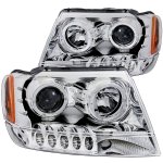 2000 Jeep Grand Cherokee Clear Projector Headlights Halo LED
