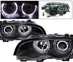 BMW E46 Coupe 3 Series 1999-2001 Black Projector Headlights with Halo BMW E46 Coupe 3 Series 1999-2001 Black Projector Headlights with Halo