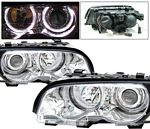 2000 BMW E46 Coupe 3 Series Clear Projector Headlights with Halo