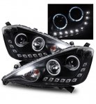 Honda Fit 2009-2010 Projector Headlights Black Halo LED DRL