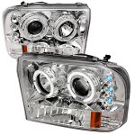 Ford F350 Super Duty 1999-2004 Clear Dual Halo Projector Headlights with LED