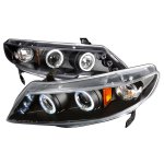 Honda Civic Sedan 2006-2011 JDM Black Dual Halo Projector Headlights with LED