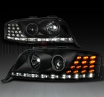 Audi A6 2002-2004 Black Projector Headlights with LED Corner Lights