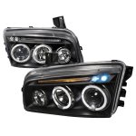 2007 Dodge Charger Black Halo Projector Headlights with LED