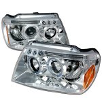 Jeep Grand Cherokee 1999-2004 Clear Dual Halo Projector Headlights with LED