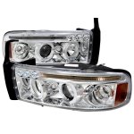 1994 Dodge Ram 3500 Clear LED Eyebrow Projector Headlights with Halo