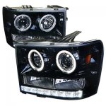 2009 GMC Sierra Smoked Projector Headlights Halo LED DRL