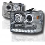 2009 GMC Sierra Chrome Projector Headlights Halo LED DRL