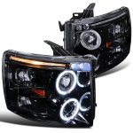 2011 Chevy Silverado 3500HD Smoked Halo Projector Headlights LED Eyebrow
