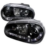 2002 VW Golf Black Projector Headlights with LED Daytime Running Lights 2002 VW Golf Black Projector Headlights with LED Daytime Running Lights