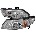 2009 Honda Civic Sedan Clear Dual Halo Projector Headlights with LED