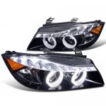 2006 BMW 3 Series Sedan Smoked Projector Headlights Halo LED DRL