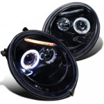 VW Beetle 1998-2005 Black Smoked Halo Projector Headlights