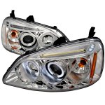2002 Honda Civic Clear Halo Projector Headlights with LED