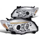 2009 Toyota Corolla Clear Dual Halo Projector Headlights with LED