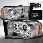 Dodge Ram 2500 2003-2005 Chrome Dual Halo Projector Headlights with LED