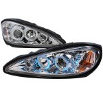 Pontiac Grand AM 1999-2005 Clear Dual Halo Projector Headlights with LED