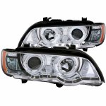 BMW X5 2000-2003 Projector Headlights Chrome Halo LED DRL