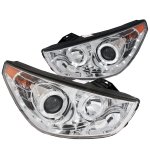 Hyundai Tucson 2010-2012 Projector Headlights Chrome Halo LED DRL
