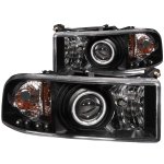 Dodge Ram 3500 1994-2001 Black Projector Headlights with CCFL Halo and LED