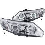 Honda Civic Coupe 2006-2011 Projector Headlights Chrome Halo LED