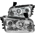 Dodge Charger 2006-2010 Projector Headlights Chrome CCFL Halo LED