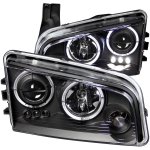 Dodge Charger 2006-2010 Projector Headlights Black Halo and LED