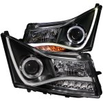 Chevy Cruze 2011-2012 Projector Headlights Black Halo LED Bar
