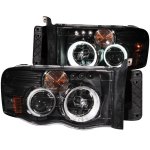2002 Dodge Ram Black Projector Headlights with Halo and LED 2002 Dodge Ram Black Projector Headlights with Halo and LED