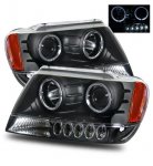 2000 Jeep Grand Cherokee Projector Headlights Black CCFL Halo LED