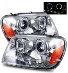 2000 Jeep Grand Cherokee Projector Headlights Chrome LED DRL Halo