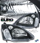 2002 Honda Civic Hatchback Depo JDM Black Euro Headlights