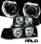1992 BMW E36 Coupe 3 Series Black Halo Euro Headlights and Smoked Corner Lights Set