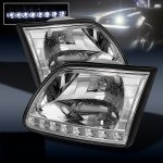 2000 Ford Expedition Clear Euro Headlights with LED DRL