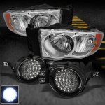 2002 Dodge Ram Clear Euro Headlights and LED Fog Lights 2002 Dodge Ram Clear Euro Headlights and LED Fog Lights
