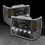 1993 Jeep Grand Cherokee Smoked Euro Headlights with LED