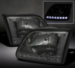 1997 Ford Expedition Smoked Euro Headlights with LED DRL