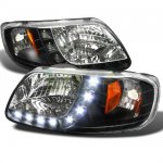 1999 Ford Expedition Crystal Headlights Black LED DRL