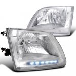 1997 Ford Expedition Chrome Crystal Headlights LED DRL