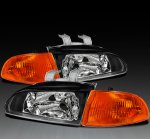 1993 Honda Civic JDM Black Euro Headlights and Corner Lights Set