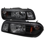Ford Mustang 1987-1993 Black Headlights One Piece