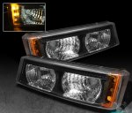 Chevy Avalanche 2003-2006 Black Bumper Lights with LED