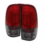 2002 Ford F550 Super Duty Red and Smoked LED Tail Lights